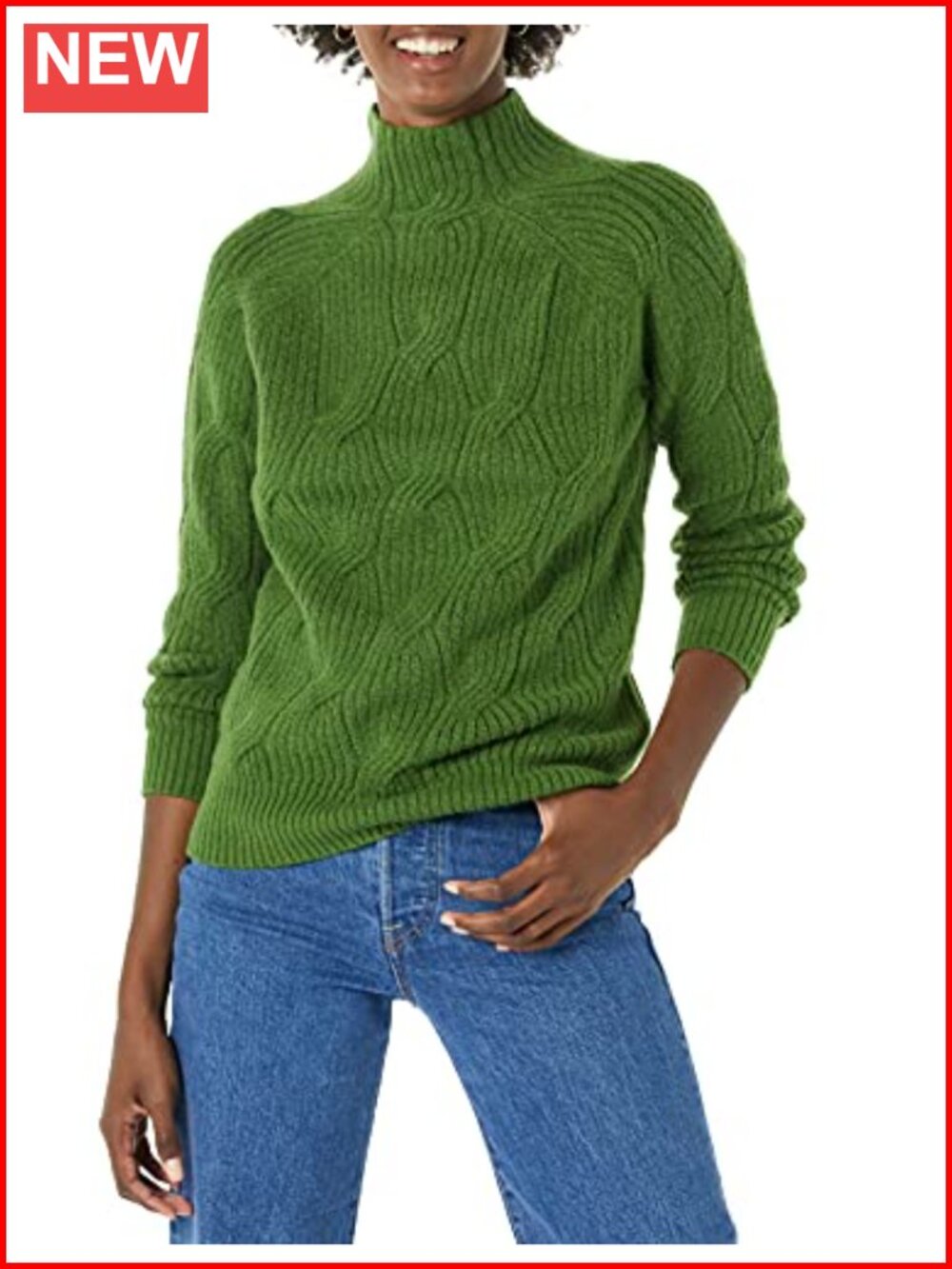 Women's Cable Knit Funnel Neck Long Sleeve Pullover Sweater